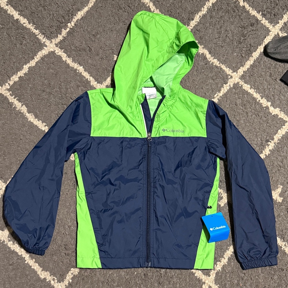 NWT Columbia Lime and Navy Hooded Jacket